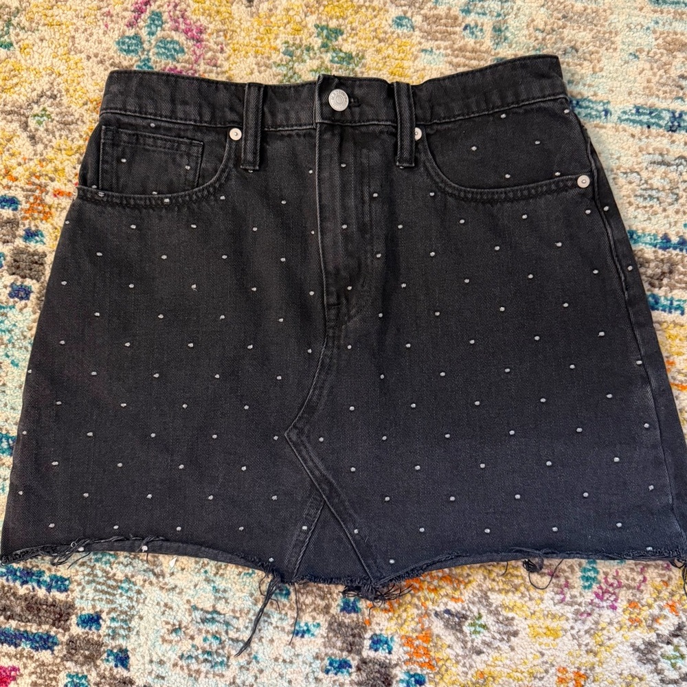 Madewell embroidered denim mini skirt
